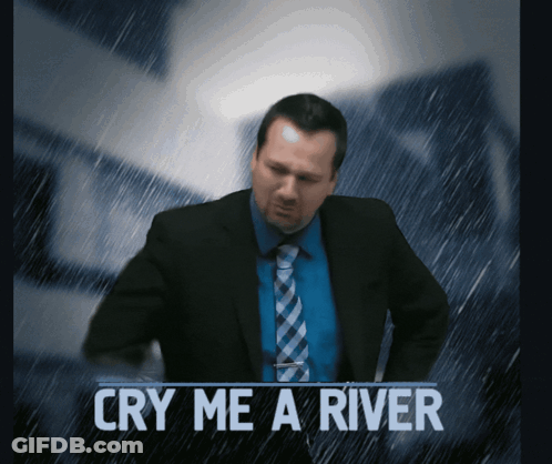 Man In Suit Standing In Rain Saying Cry Me A River GIF
