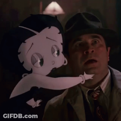 Man In Suit Standing Next To Betty Boop GIF