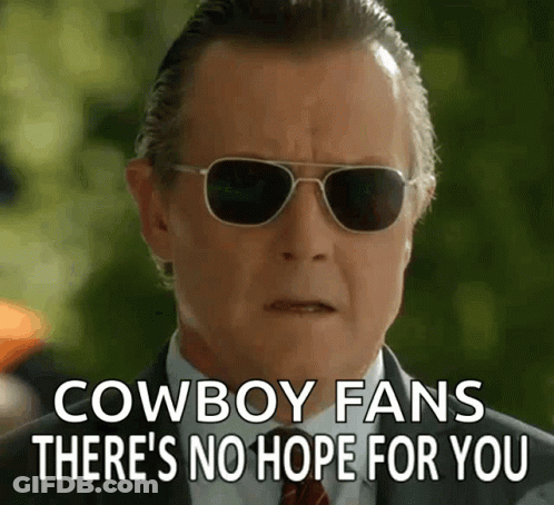 Man In Suit Sunglasses Saying Cowboy Fans No Hope GIF