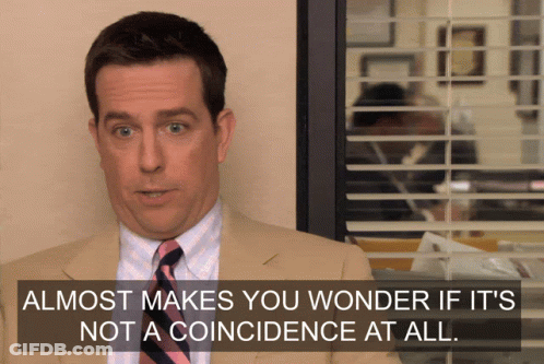 Man In Suit Talking About Almost Making You Wonder If It's Not A Coincidence At All GIF