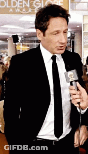 Man In Suit Talking Into Microphone To Crowd GIF