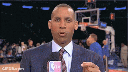 Man In Suit Talking Into NBA Microphone GIF