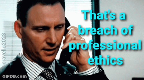 Man In Suit Talking On Cell Phone Saying That's A Breach Of Professional Ethics GIF