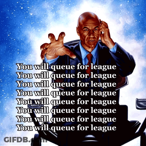 Man In Suit Talking On Cell Phone Saying You Will Queue For League GIF