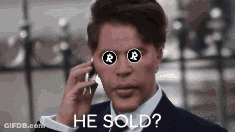 Man In Suit Talking On Phone With Bitcoin Eyes GIF
