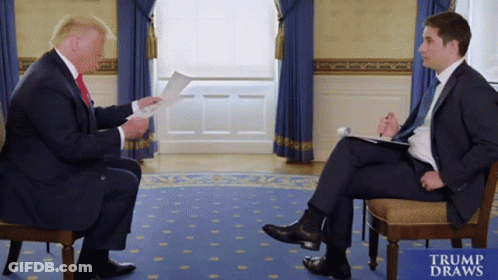 Man In Suit Talking To Another Man Trump Draws GIF