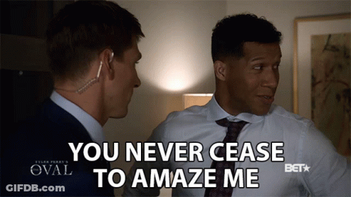 Man In Suit Talking To Another Saying You Never Cease To Amaze Me GIF