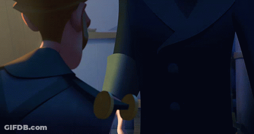 Man In Suit Talking To Man With Eyes Closed GIF