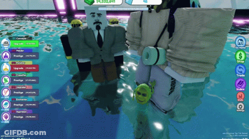 Man In Suit Tie Standing Water With Man GIF
