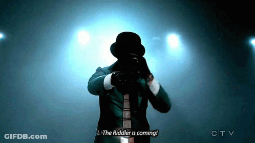 Man In Suit Top Hat Says Riddler Coming GIF