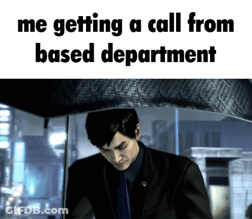 Man In Suit Under Umbrella Getting Call From Based Department GIF