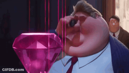 Man In Suit Using Binoculars On Pink Diamond GIF