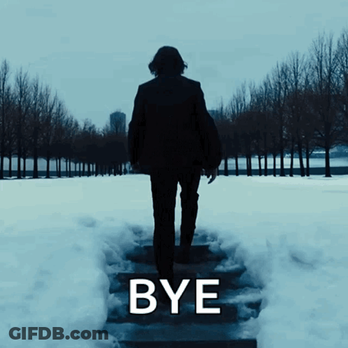 Man In Suit Walking Down Snow Stairs Bye GIF