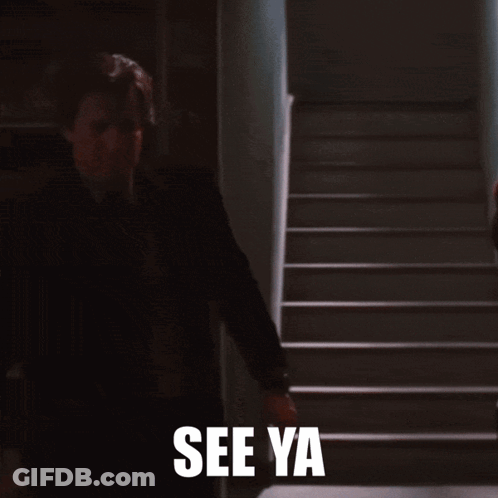 Man In Suit Walking Down Stairs Saying See Ya GIF