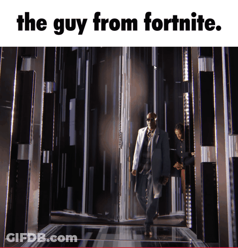 Man In Suit Walking In Dark Room The Guy From Fortnite GIF