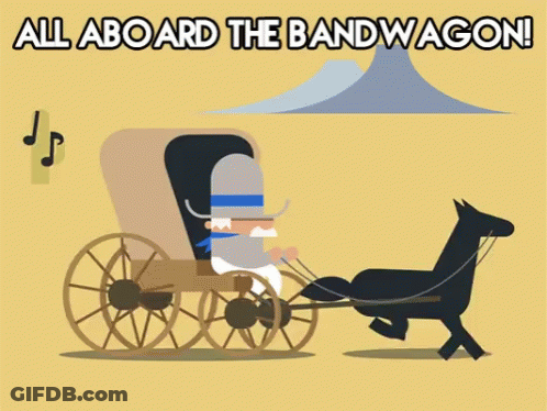 Man In Suit Walking To Train Get On The Bandwagon GIF