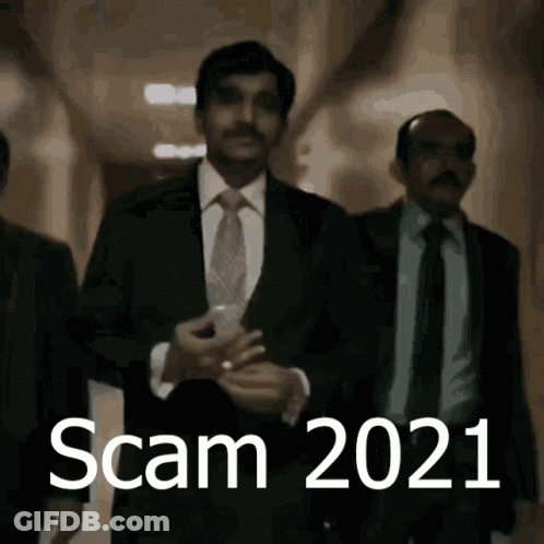 Man In Suit Walking With Scam 2021 GIF