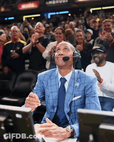 Man In Suit Watching Basketball GIF