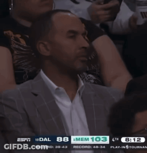 Man In Suit Watching Basketball With ESPN GIF