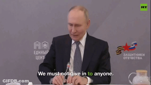 Man In Suit: We Must Not Give In To Anyone GIF