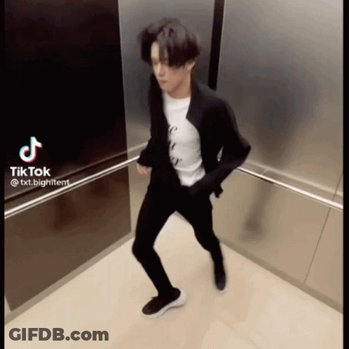 Man In Suit White Shirt Dancing Elevator TikTok GIF