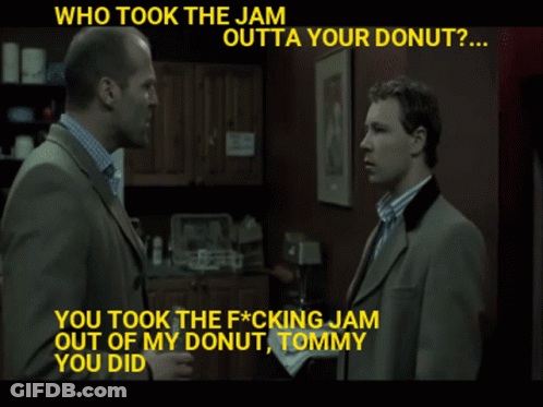 Man In Suit Who Took The Jam Outta Your Donut GIF