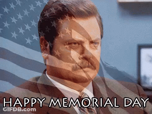Man In Suit With American Flag Happy Memorial Day GIF