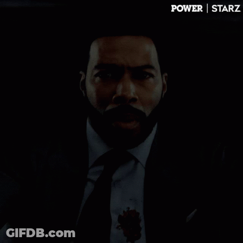 Man In Suit With Blood On Shirt Power Starz Ad GIF