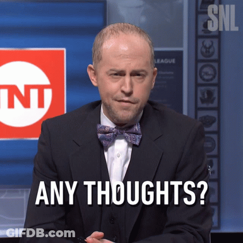 Man In Suit With Bow Tie Says Any Thoughts GIF