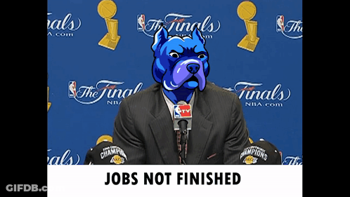 Man In Suit With Dog On Head Jobs Not Finished GIF