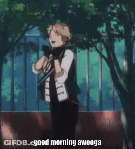 Man In Suit With Good Morning Awooga Sign GIF