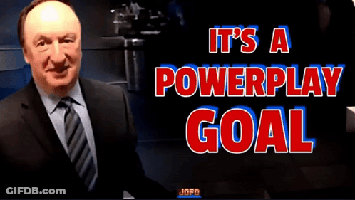 Man In Suit With It's A Powerplay Goal GIF