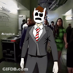 Man In Suit With Mask Saying BB GIF