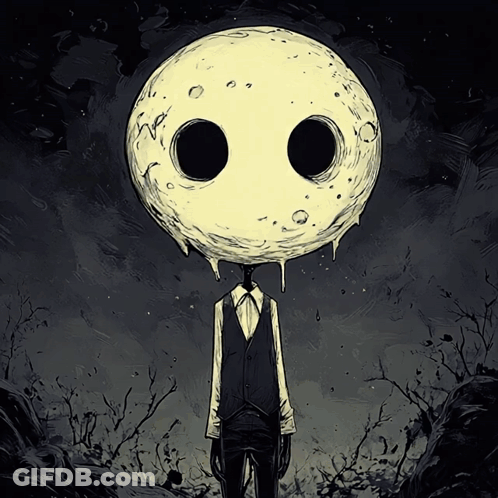 Man In Suit With Moon Head GIF