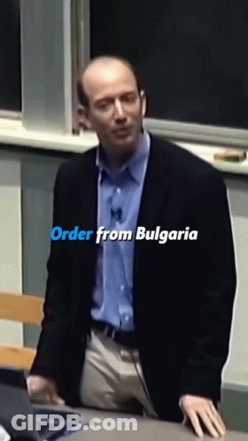 Man In Suit With Order From Bulgaria Chalkboard GIF