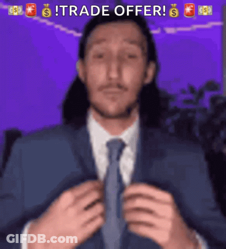 Man In Suit With Ponytail Says Trade Offer GIF