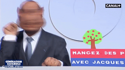 Man In Suit With Sign Mancez Des Avec Jacques GIF