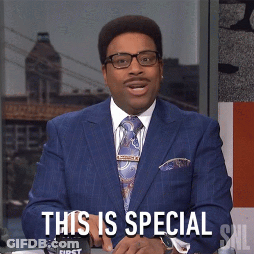 Man In Suit With This Is Special On Chest GIF