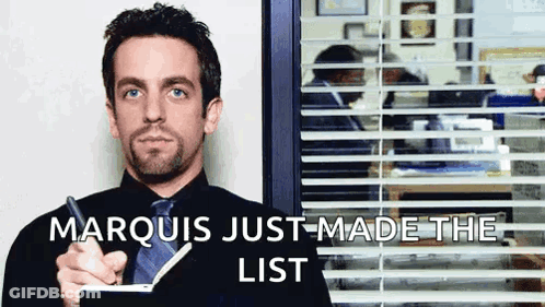 Man In Suit Writing Marquis List GIF
