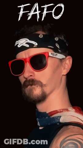 Man In Sunglasses And Bandana Saying FAFO GIF