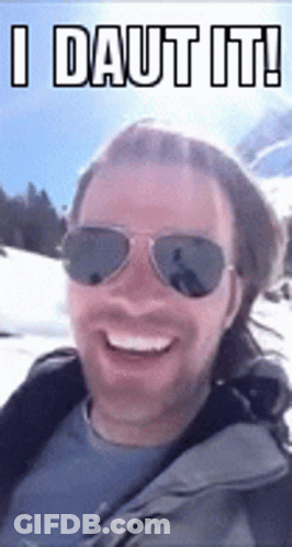 Man In Sunglasses And Beanie Smiling Says I Daut It GIF