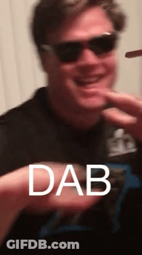 Man In Sunglasses And Black Shirt Dab Written On Hand GIF