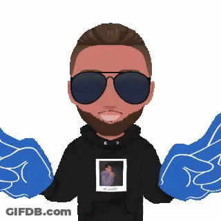 Man In Sunglasses And Blue Gloves Making Peace Sign GIF