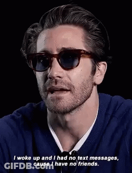 Man In Sunglasses And Blue Sweater Saying No Friends GIF