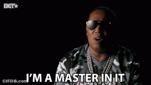 Man In Sunglasses And Camouflage Shirt Says I'm A Master In It GIF