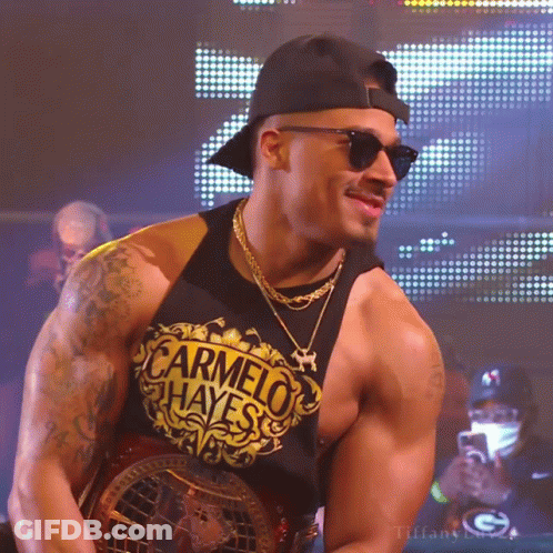 Man In Sunglasses And Carmelo Hayes Shirt GIF