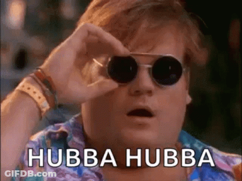 Man In Sunglasses And Colorful Shirt Looking Through Binoculars Saying Hubba Hubba GIF