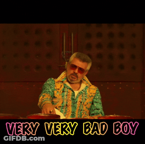Man In Sunglasses And Colorful Shirt Saying Very Very Bad Boy GIF