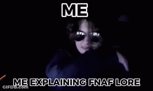 Man In Sunglasses And Gloves Making Funny Face Explaining FNAF Lore GIF