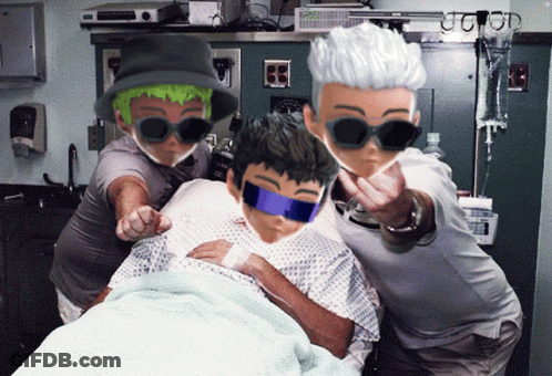 Man In Sunglasses And Green Hat Next To Hospital Bed GIF